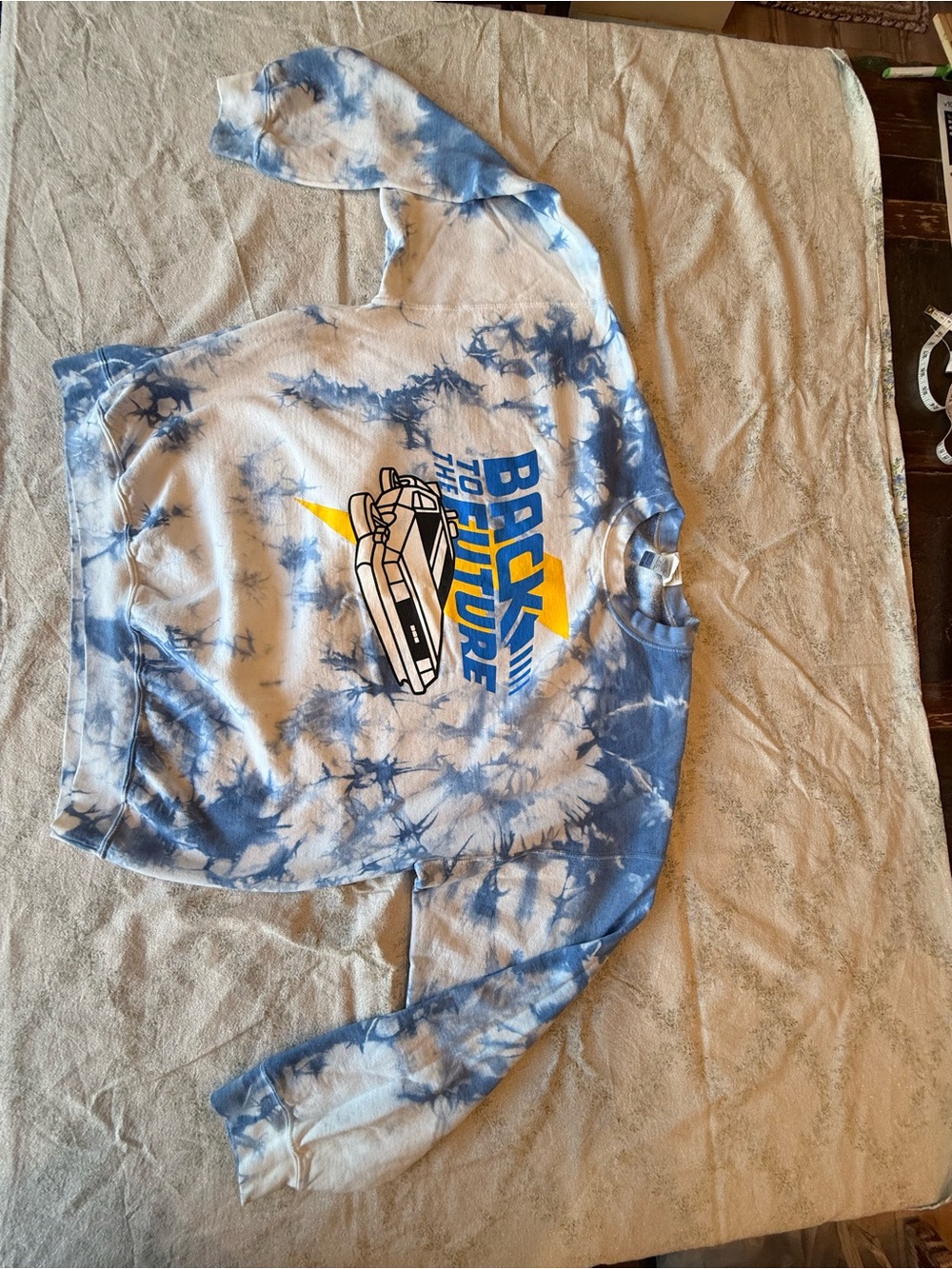 Tie-Dye Crewneck Sweatshirt with 'Back to the Future' Graphic - Blue/White